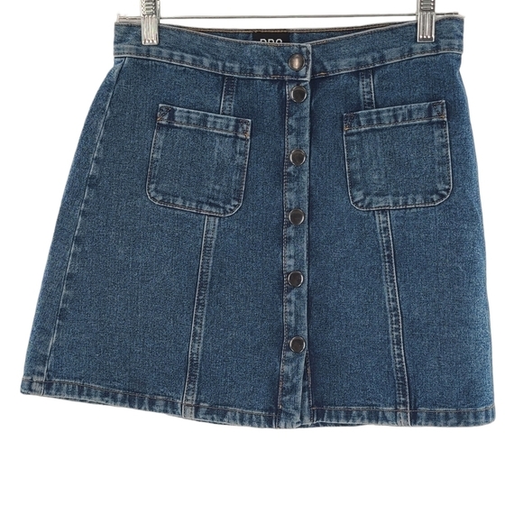 BDG Button A-Line Mini Skirt Denim Cotton Womens Small S Blue - Picture 5 of 6